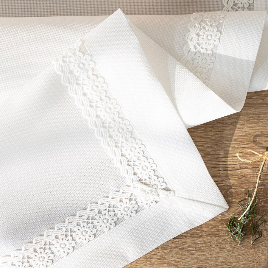 MODENA Bieżnik z gipiurą, szerokość 50cm x wysokość 100cm, kolor 001 biały 202725