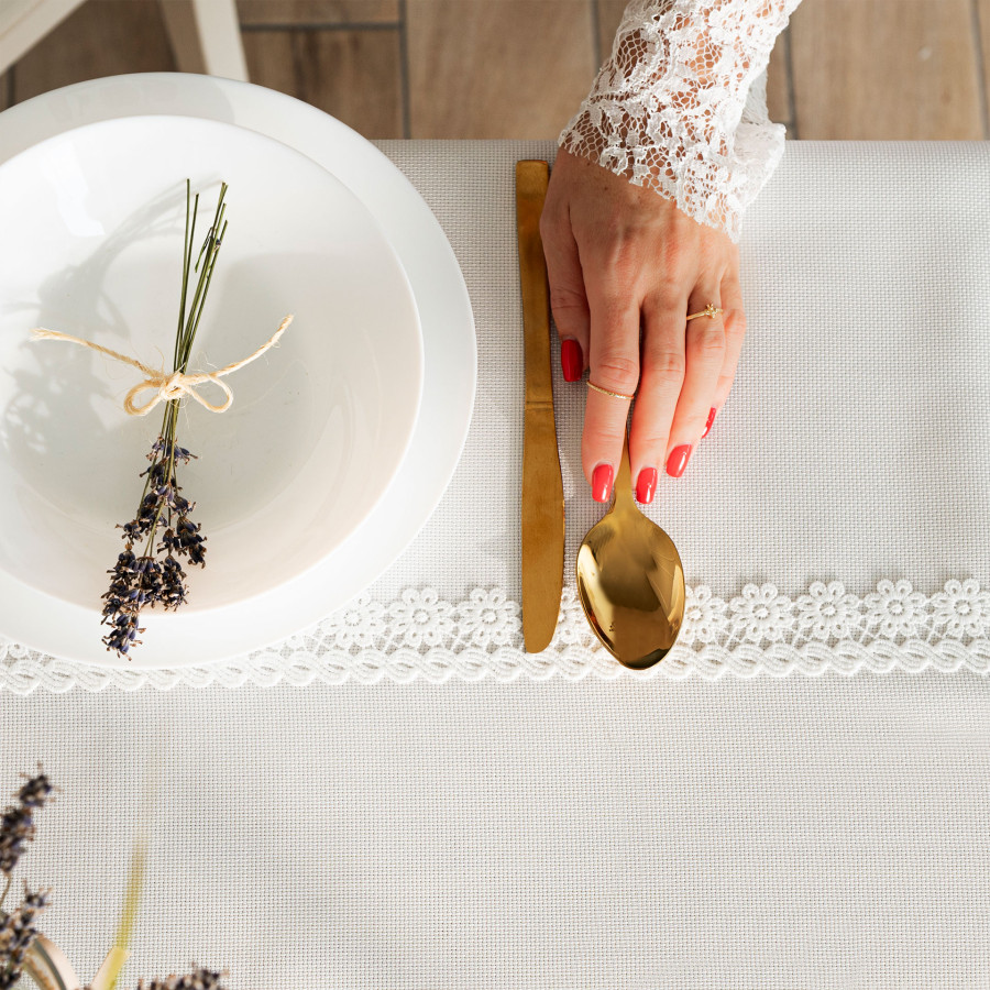 MODENA Obrus z gipiurą, szerokość 140cm x wysokość 240cm, kolor 001 biały 202725