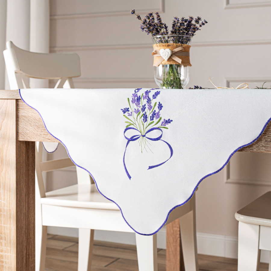 LAWENDOWA POLANA Serweta z haftem, szerokość 85cm x wysokość 85cm, kolor 001 biały 291771