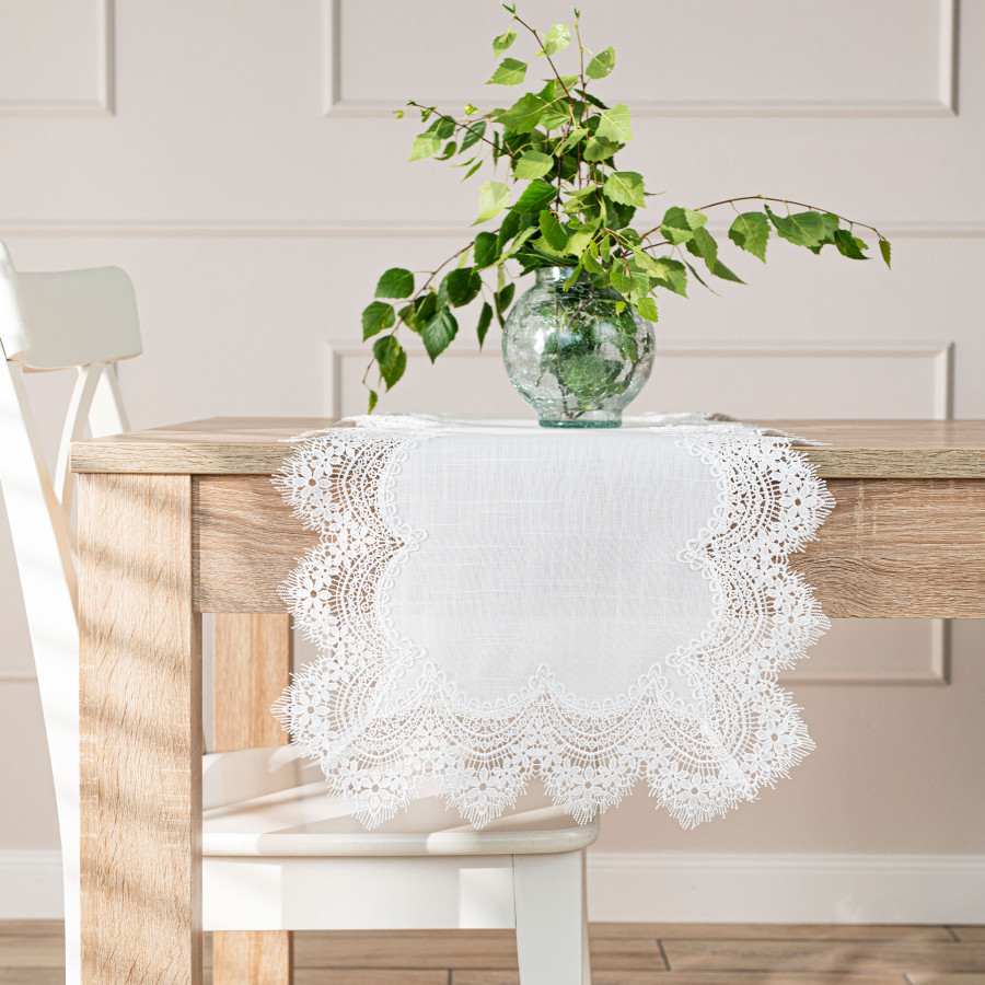 SERENA Bieżnik z gipiurą, szerokość 60cm x wysokość 120cm, kolor 001 biały 202531