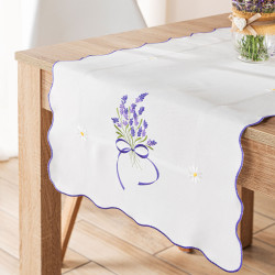 LAWENDOWA POLANA Bieżnik z haftem, szerokość 38cm x wysokość 140cm, kolor 001 biały 291771
