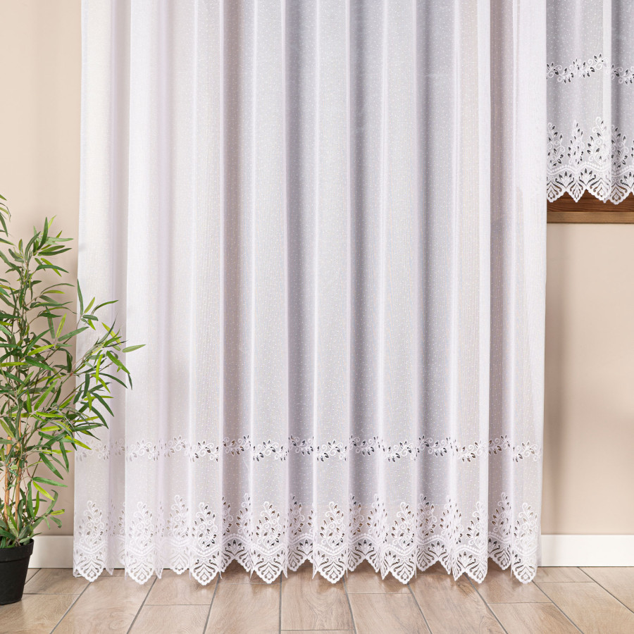 JAGODA Firanka żakardowa gotowa, szerokość 300 x wysokość 250cm, kolor 001 biały 018534