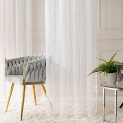 RIBBON Firana gotowa na woalu w diamentowe kokardki, na srebrnych przelotkach, z ołowianką, szerokość 140 x wysokość 250cm