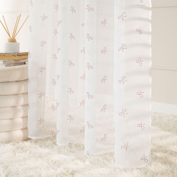 RIBBON Firana gotowa na woalu w diamentowe kokardki, na srebrnych przelotkach, z ołowianką, szerokość 140 x wysokość 250cm