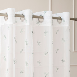 RIBBON Firana gotowa na woalu w diamentowe kokardki, na srebrnych przelotkach, z ołowianką, szerokość 140 x wysokość 250cm