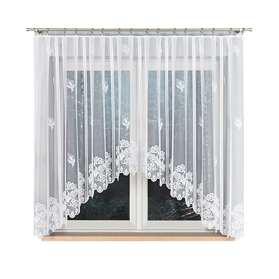 BEATA · Firanka gotowa żakardowa z podcięciem na dole · 300x160 cm · kolor biały