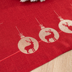 BŁYSZCZĄCY RENIFER Obrus z haftem, szerokość 140cm x wysokość 220cm, kolor 003 czerwony 295157