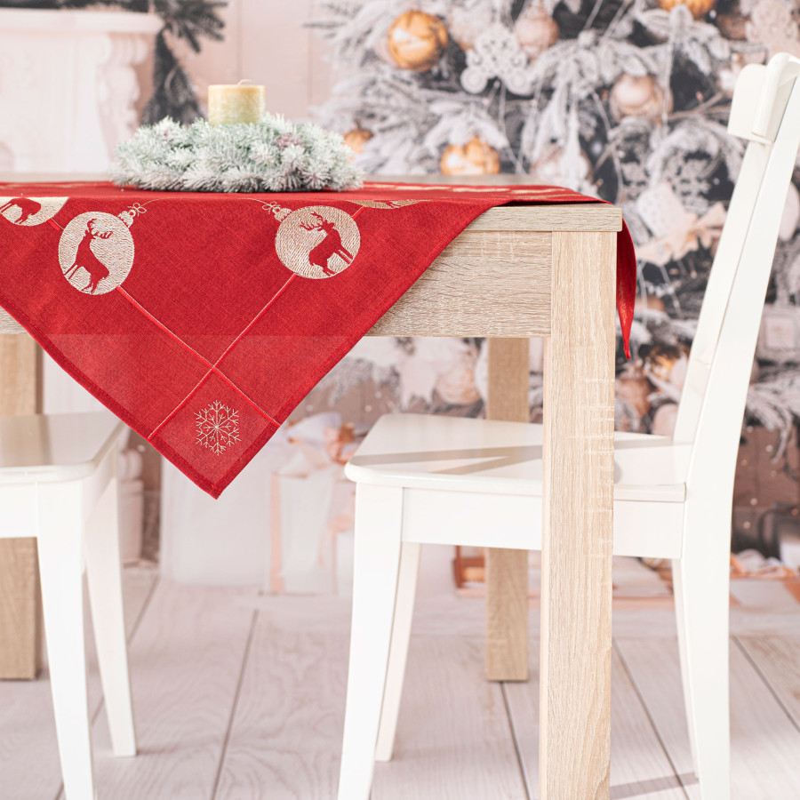 BŁYSZCZĄCY RENIFER Serweta z haftem, szerokość 85cm x wysokość 85cm, kolor 003 czerwony 295157