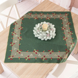 ŚWIĄTECZNE KOKARDKI Serweta z haftem, szerokość 85cm x wysokość 85cm, kolor 002 zielony 295161
