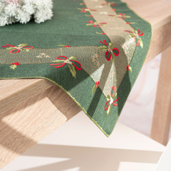 ŚWIĄTECZNE KOKARDKI Serweta z haftem, szerokość 85cm x wysokość 85cm, kolor 002 zielony 295161