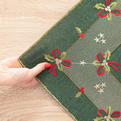 ŚWIĄTECZNE KOKARDKI Serweta z haftem, szerokość 85cm x wysokość 85cm, kolor 002 zielony 295161