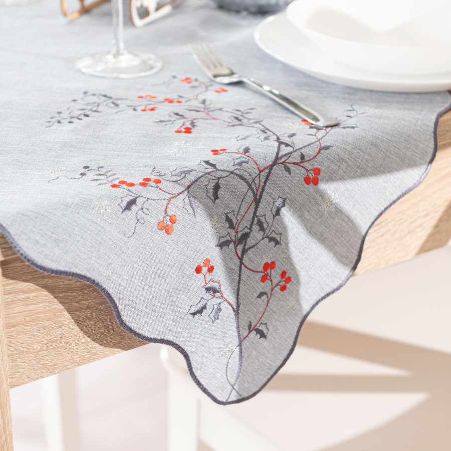 JARZĘBINOWY BLASK Serweta z haftem, szerokość 85cm x wysokość 85cm, kolor 007 szary 645310