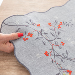 JARZĘBINOWY BLASK Serweta z haftem, szerokość 85cm x wysokość 85cm, kolor 007 szary 645310