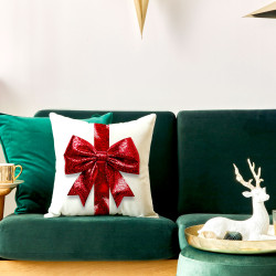 BROKATOWA KOKARDA Poszewka dekoracyjna VELVET, 40x40cm, kolor 001 biały PBN333