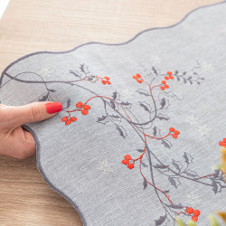 JARZĘBINOWY BLASK Obrus z haftem, szerokość 120cm x wysokość 160cm, kolor 007 szary 645310