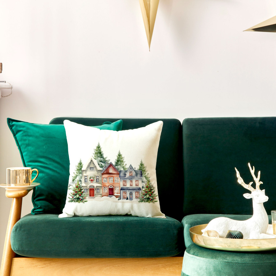 ZIMOWE MIASTECZKO Poszewka dekoracyjna VELVET, 40x40cm, kolor 009 wielokolorowy PBN266