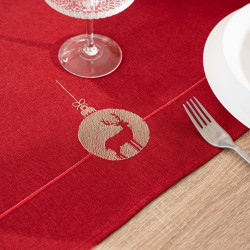 BŁYSZCZĄCY RENIFER Bieżnik z haftem, szerokość 50cm x wysokość 100cm, kolor 003 czerwony 295157