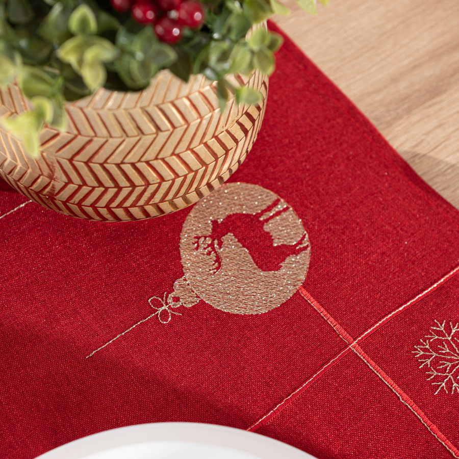 BŁYSZCZĄCY RENIFER Bieżnik z haftem, szerokość 24cm x wysokość 85cm, kolor 003 czerwony 295157
