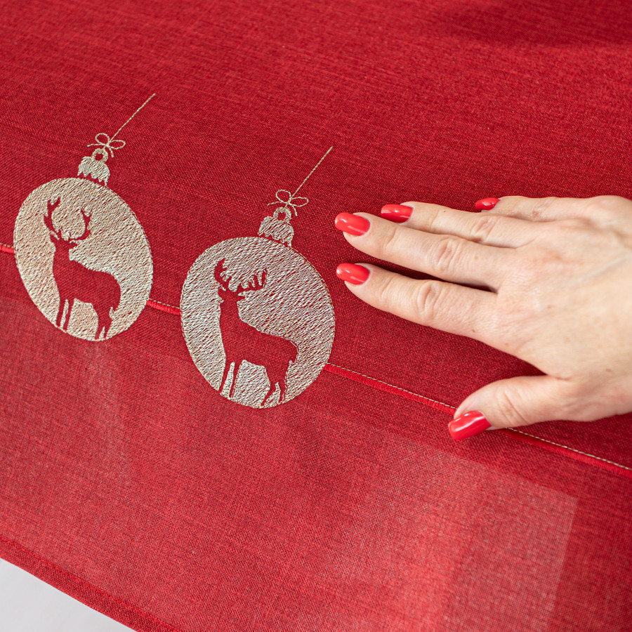 BŁYSZCZĄCY RENIFER Bieżnik z haftem, szerokość 24cm x wysokość 85cm, kolor 003 czerwony 295157