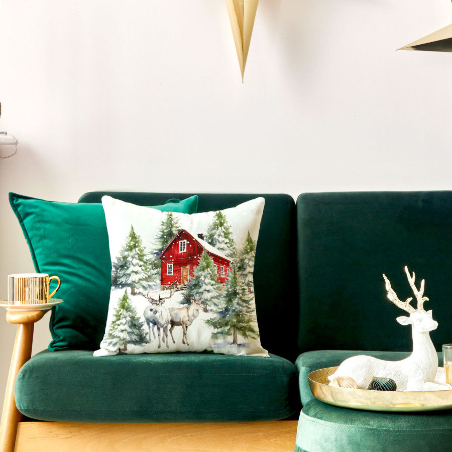 ZIMOWY LAS Poszewka dekoracyjna VELVET, 40x40cm, kolor 001 biały PBN163