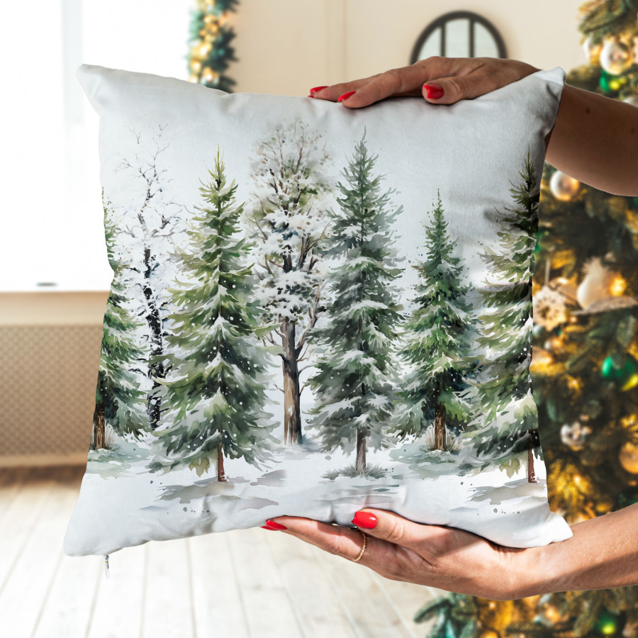 LAS ZIMĄ Poszewka dekoracyjna VELVET, 40x40cm, kolor 002 zielony PBN278