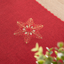 BŁYSZCZĄCE ŚNIEŻYNKI Bieżnik z haftem, szerokość 50cm x wysokość 100cm, kolor 003 czerwony 640010