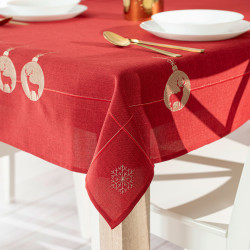BŁYSZCZĄCY RENIFER Obrus z haftem, szerokość 140cm x wysokość 180cm, kolor 003 czerwony 295157