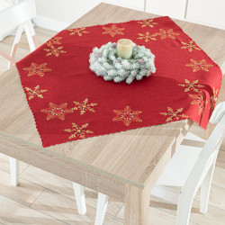 BŁYSZCZĄCE ŚNIEŻYNKI Serweta z haftem, szerokość 85cm x wysokość 85cm, kolor 003 czerwony 640010