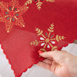 BŁYSZCZĄCE ŚNIEŻYNKI Serweta z haftem, szerokość 85cm x wysokość 85cm, kolor 003 czerwony 640010