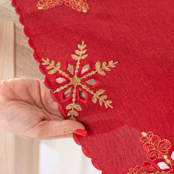 BŁYSZCZĄCE ŚNIEŻYNKI Bieżnik z haftem, szerokość 40cm x wysokość 140cm, kolor 003 czerwony 640010