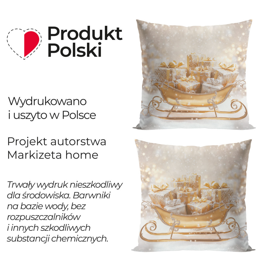 ZŁOTE SANIE Poszewka dekoracyjna VELVET, 40x40cm, kolor 001 biało-złoty PBN370