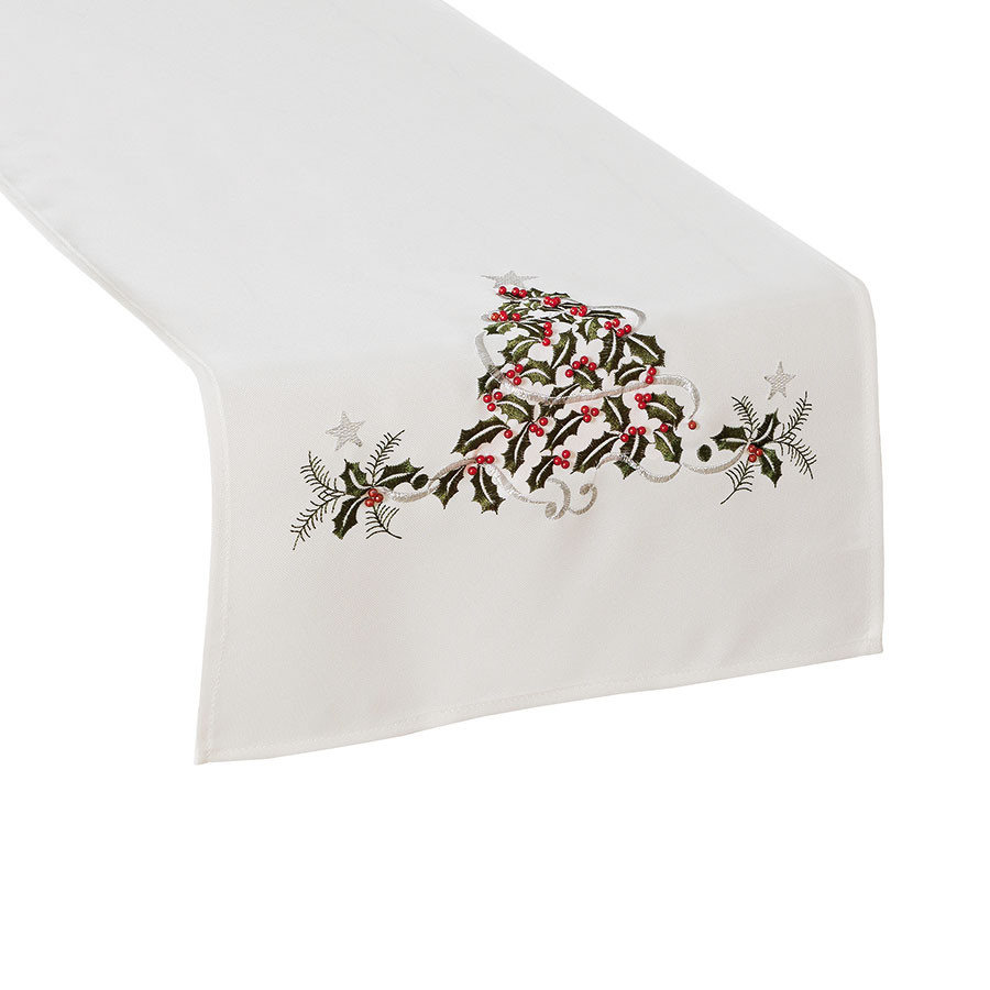 ZIELONY UROK Bieżnik z haftem, szerokość 40cm x wysokość 160cm, kolor 001 biały 892076