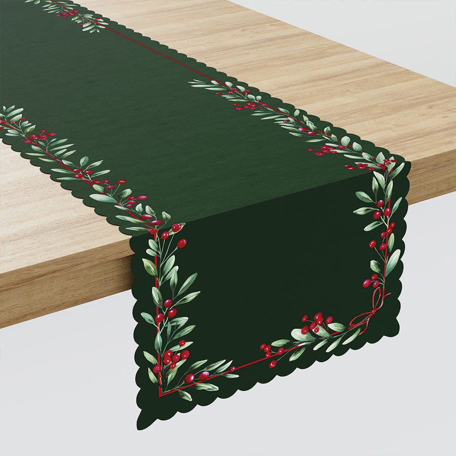 JARZĘBINA Bieżnik NINA WODOODPORNA, 38x180cm, kolor 002 zielony (do wyczerpania zapasu) PBN273