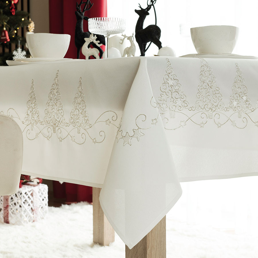 ŚWIĄTECZNY BLASK Obrus, szerokość 140cm x wysokość 260cm, kolor 001 biały 615800