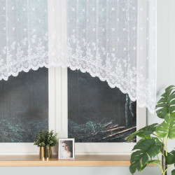KAROLINA - Firanka gotowa żakardowa z podcięciem na dole - 250x120 cm - kolor biały