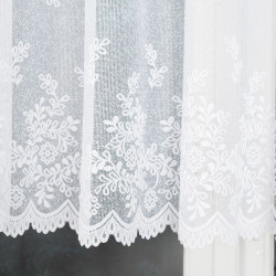 KAROLINA - Firanka gotowa żakardowa z podcięciem na dole - 250x120 cm - kolor biały
