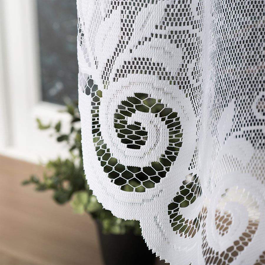 ROZALIA - Firanka gotowa żakardowa z podcięciem na dole - 250x160 cm - kolor biały