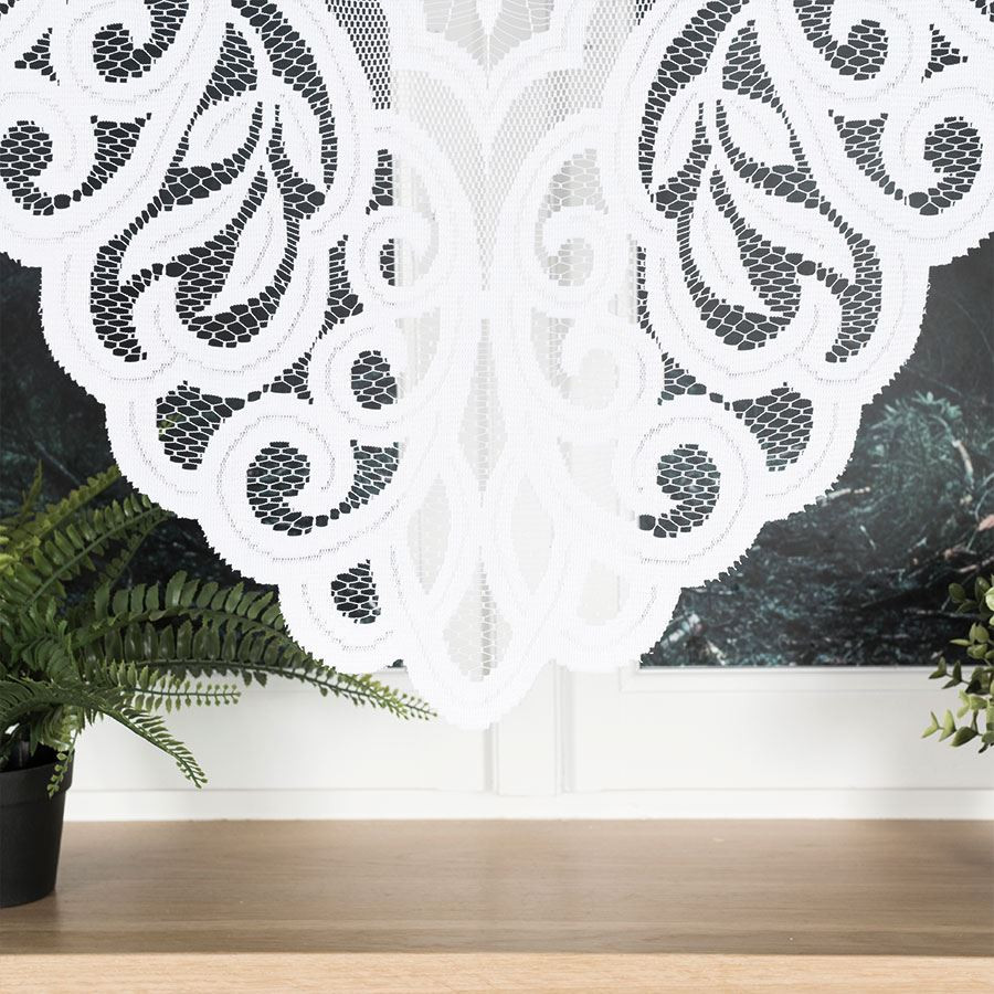 ROZALIA - Firanka gotowa żakardowa z podcięciem na dole - 250x160 cm - kolor biały