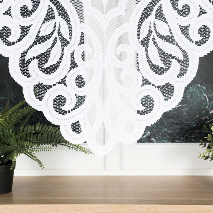 ROZALIA - Firanka gotowa żakardowa z podcięciem na dole - 250x160 cm - kolor biały