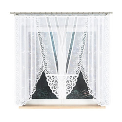 ROZALIA - Firanka gotowa żakardowa z podcięciem na dole - 250x160 cm - kolor biały