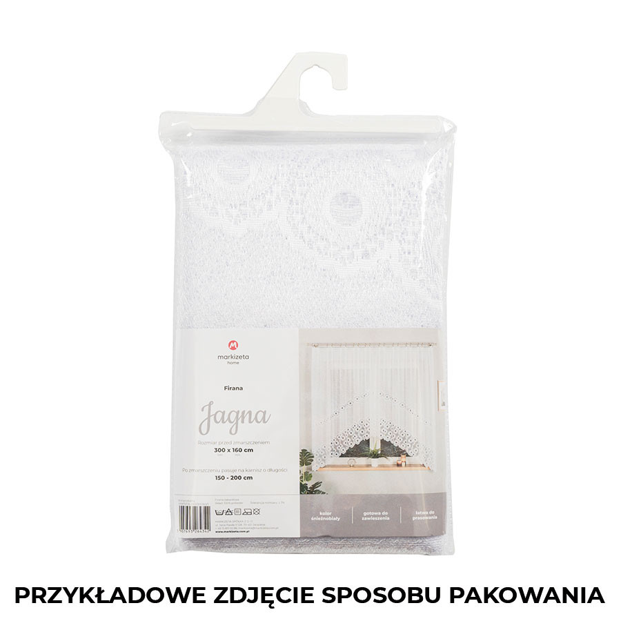 MALWINA - Firanka gotowa żakardowa z podcięciem na dole - 410x160 cm - kolor biały