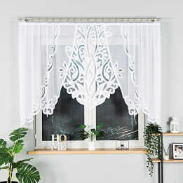 POLA - Firanka gotowa żakardowa z podcięciem na dole - 250x130 cm - kolor biały