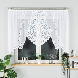 POLA - Firanka gotowa żakardowa z podcięciem na dole - 250x130 cm - kolor biały