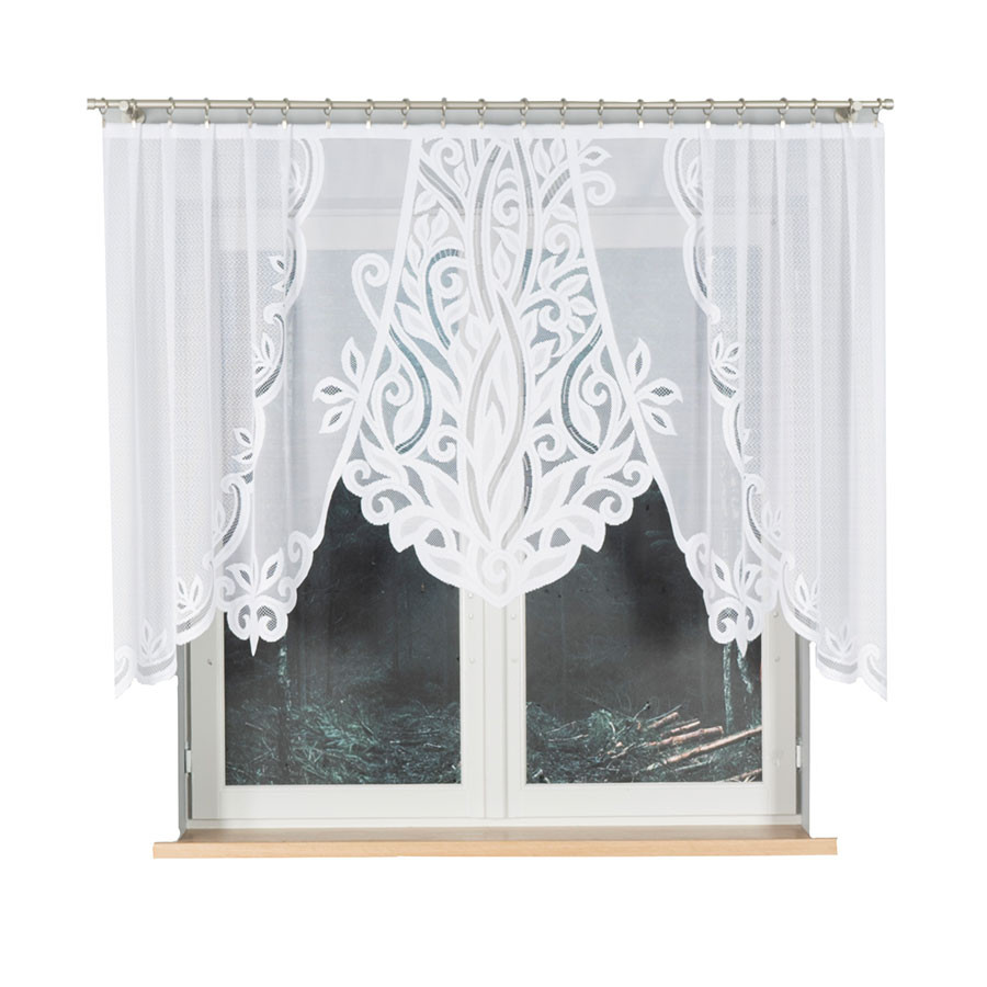 POLA - Firanka gotowa żakardowa z podcięciem na dole - 250x130 cm - kolor biały