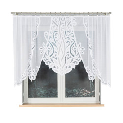 POLA - Firanka gotowa żakardowa z podcięciem na dole - 250x130 cm - kolor biały
