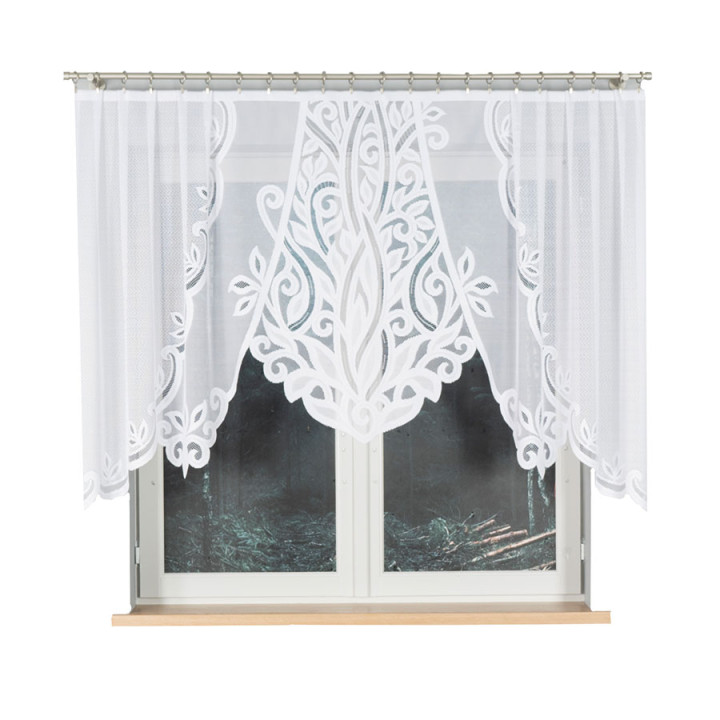 POLA - Firanka gotowa żakardowa z podcięciem na dole - 250x130 cm - kolor biały