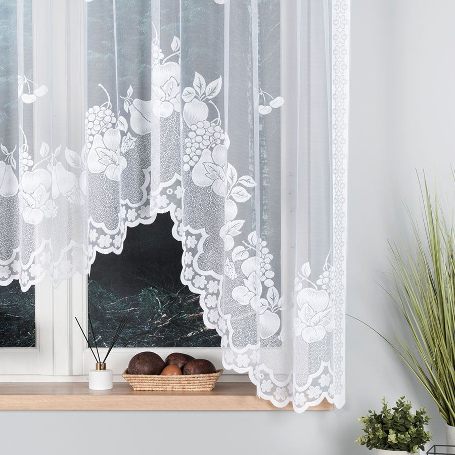 PENELOPE · firanka gotowa z podcięciem · biała · klasyczny wzór · 300x160