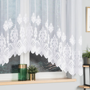 LUDMIŁA - Firanka gotowa żakardowa z podcięciem na dole - 300x160 cm - kolor biały 2