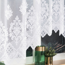 LUDMIŁA - Firanka gotowa żakardowa z podcięciem na dole - 300x160 cm - kolor biały