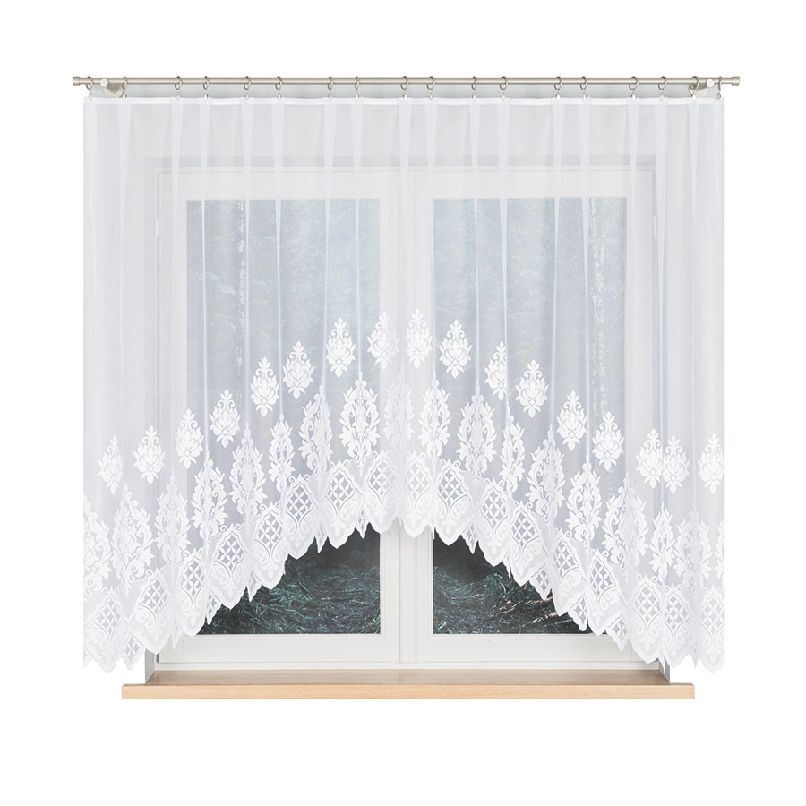 LUDMIŁA - Firanka gotowa żakardowa z podcięciem na dole - 300x160 cm - kolor biały